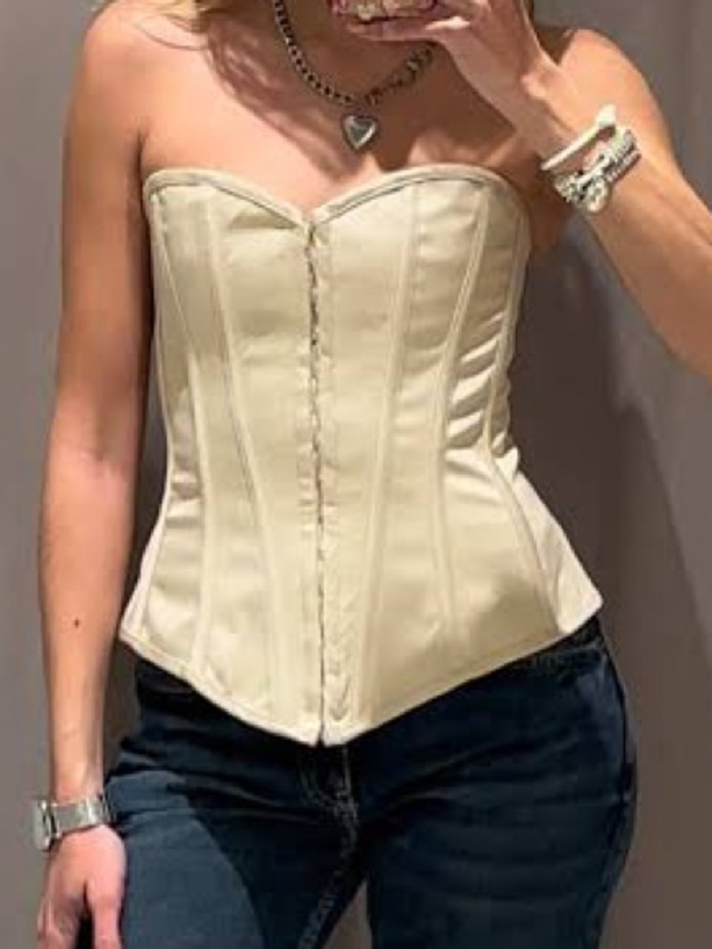 Zara Cream Strapless Structured Corset Top BNWT